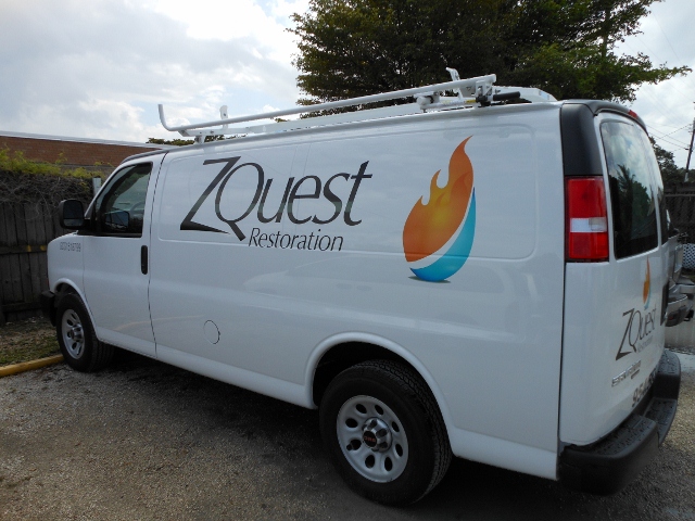 ZQuest Restoration service van on a job site